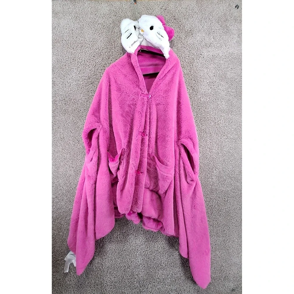 Hello Kitty by Sanrio Hooded Blanket Wrap Pink Comfy Throw Loungewear Y2K Sleep